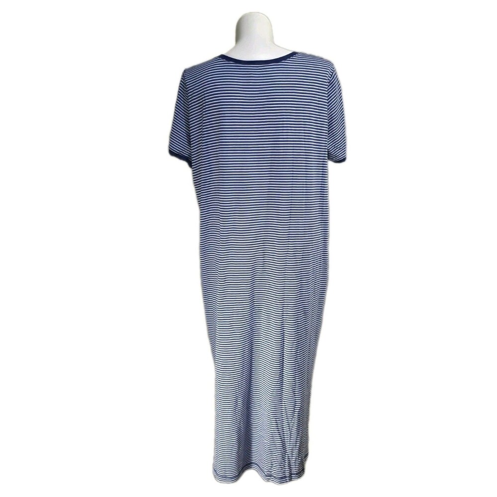 Anthony Richards VTG Knit Maxi Beach Lounge Dress Vneck Navy Stripe Size 2X - Picture 5 of 11